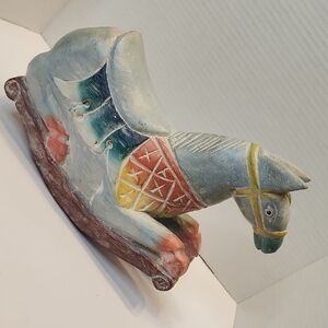 Rocking Horse Wooden Pastel Colors Whitewashed Not Really a Toy, But for Decor